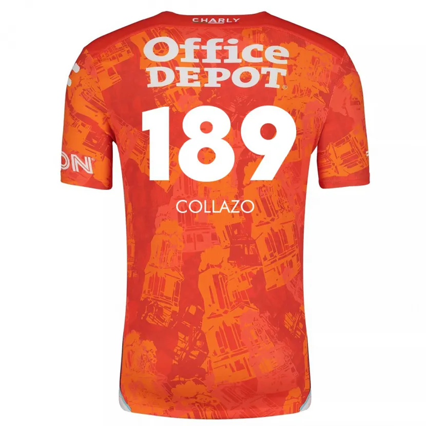 Danxen Mujer Camiseta David Collazo #189 Naranja Blanco 2ª Equipación 2024/25 La Camisa
