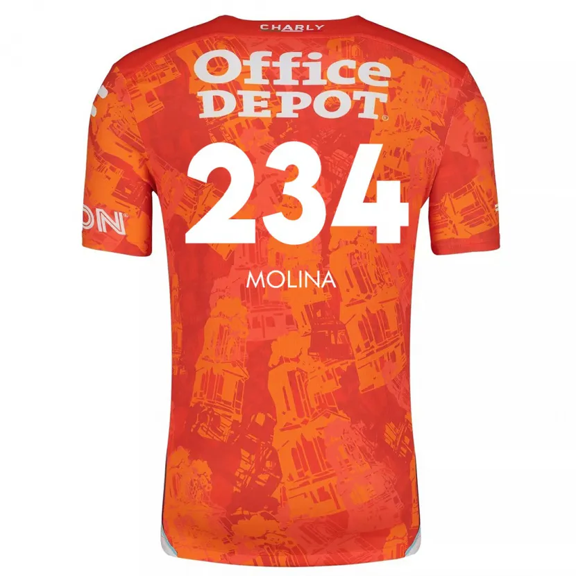 Danxen Mujer Camiseta Yoshimar Molina #234 Naranja Blanco 2ª Equipación 2024/25 La Camisa
