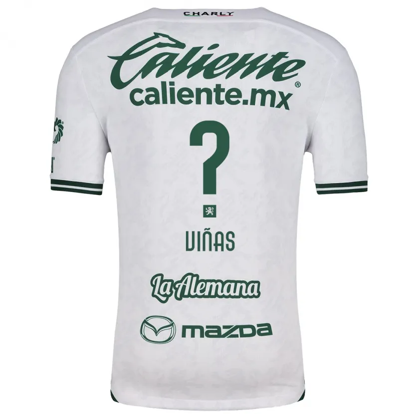 Danxen Mujer Camiseta Federico Viñas #0 Blanco Verde 2ª Equipación 2024/25 La Camisa