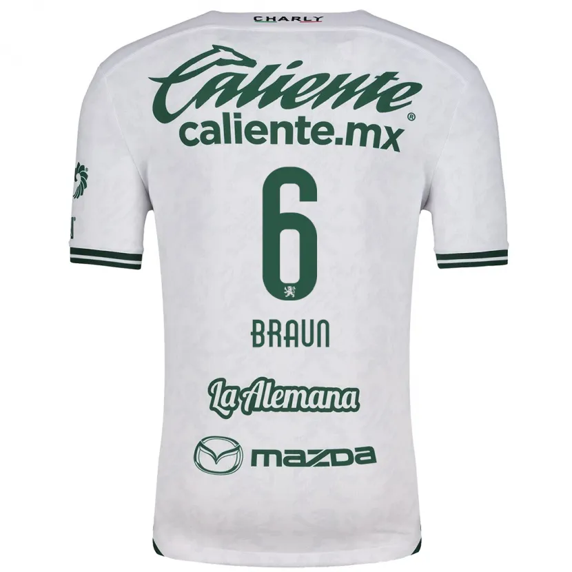 Danxen Mujer Camiseta Sophia Braun #6 Blanco Verde 2ª Equipación 2024/25 La Camisa