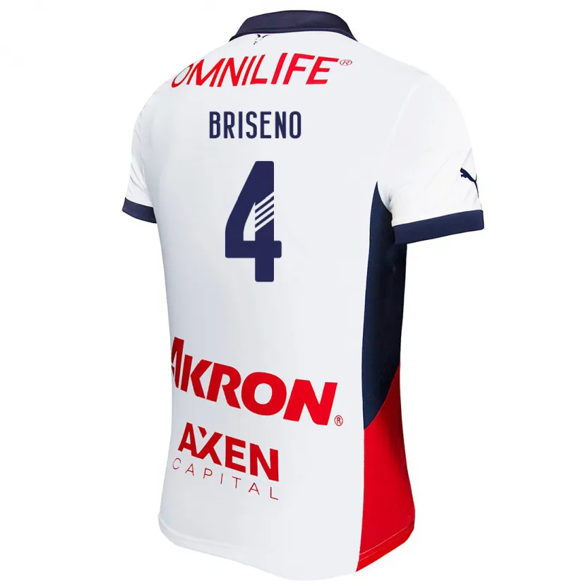 Danxen Mujer Camiseta Antonio Briseño #4 Blanco Rojo Azul 2ª Equipación 2024/25 La Camisa