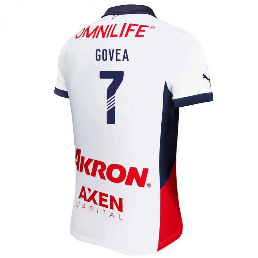 Danxen Mujer Camiseta Omar Govea #7 Blanco Rojo Azul 2ª Equipación 2024/25 La Camisa