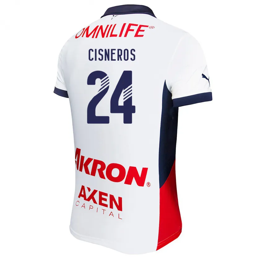 Danxen Mujer Camiseta Carlos Cisneros #24 Blanco Rojo Azul 2ª Equipación 2024/25 La Camisa