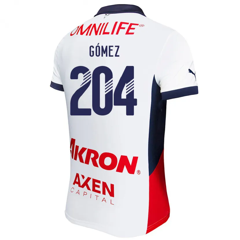 Danxen Mujer Camiseta Luis Gómez #204 Blanco Rojo Azul 2ª Equipación 2024/25 La Camisa
