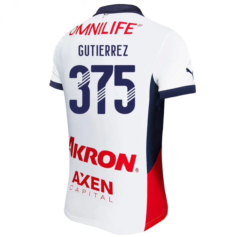 Danxen Mujer Camiseta Gerson Gutiérrez #375 Blanco Rojo Azul 2ª Equipación 2024/25 La Camisa