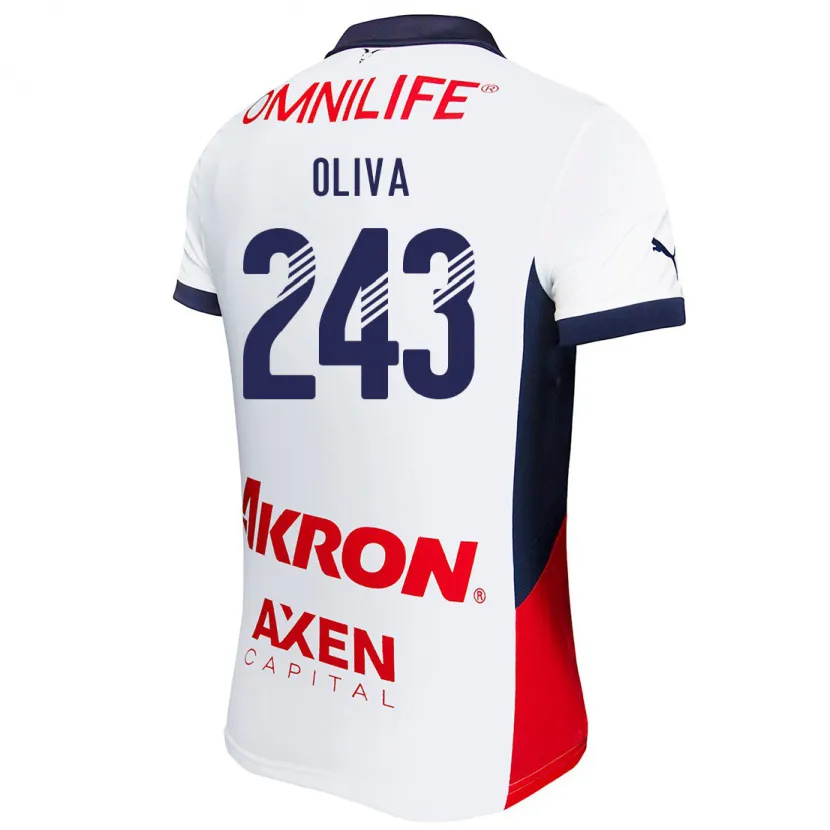 Danxen Mujer Camiseta Diego Oliva #243 Blanco Rojo Azul 2ª Equipación 2024/25 La Camisa