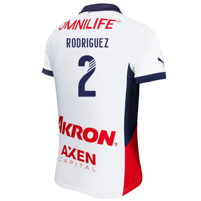 Danxen Mujer Camiseta Jaqueline Rodríguez #2 Blanco Rojo Azul 2ª Equipación 2024/25 La Camisa
