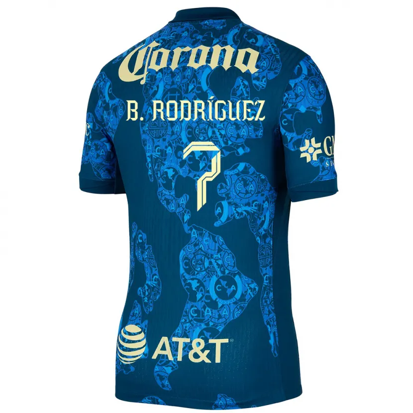 Danxen Mujer Camiseta Brian Rodríguez #7 Azul Amarillo 2ª Equipación 2024/25 La Camisa