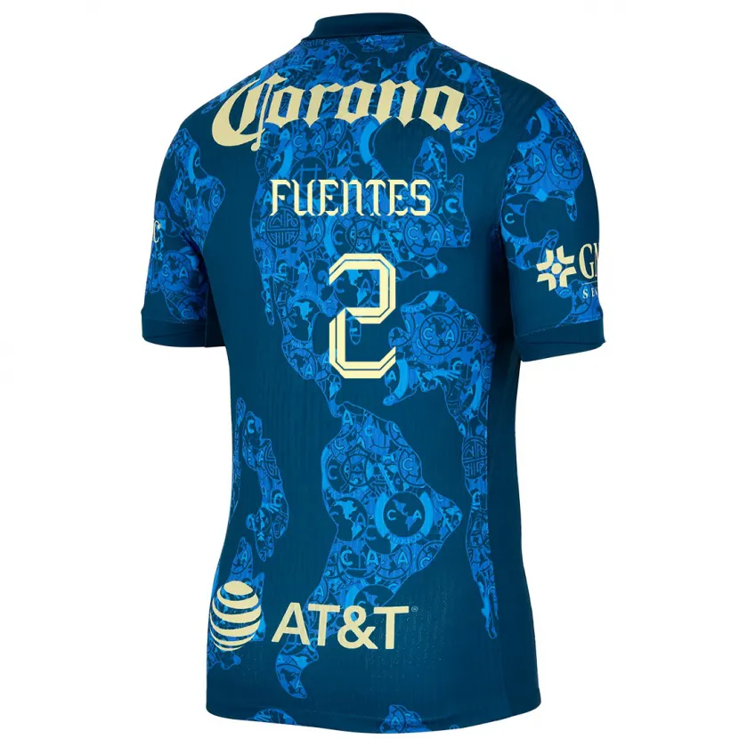 Danxen Mujer Camiseta Luis Fuentes #2 Azul Amarillo 2ª Equipación 2024/25 La Camisa