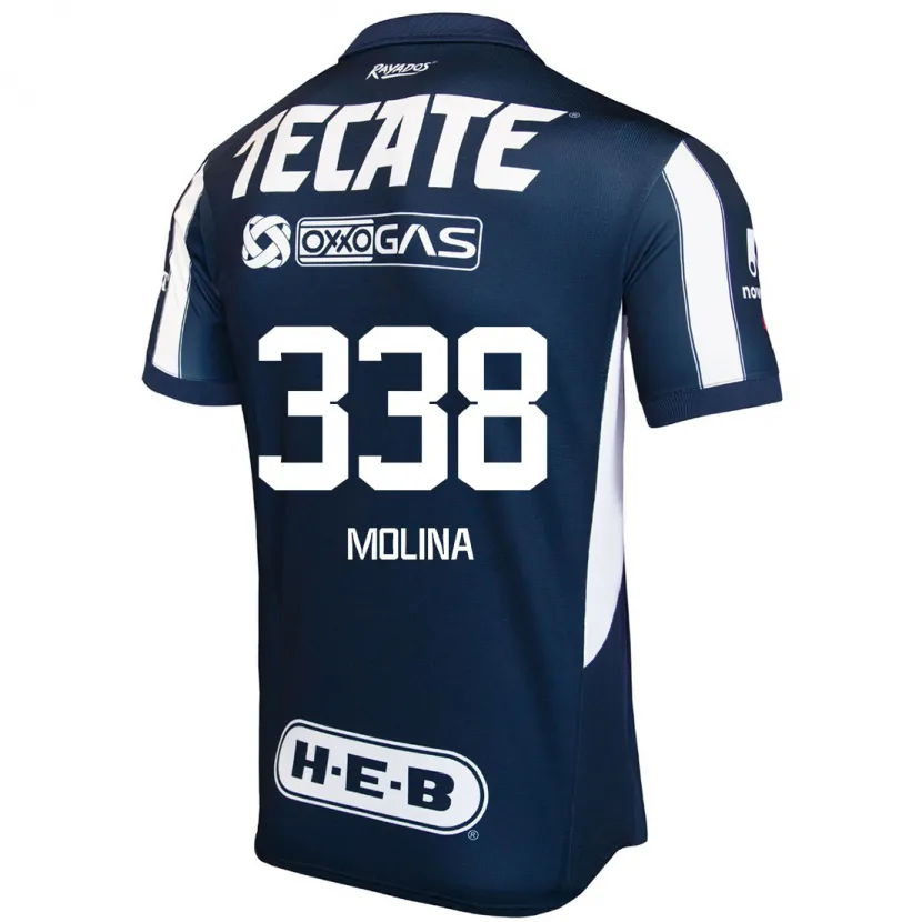 Danxen Niño Camiseta Johann Molina #338 Azul Rojo Blanco 1ª Equipación 2024/25 La Camisa