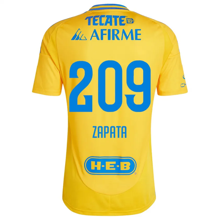 Danxen Niño Camiseta Jorge Zapata #209 Oro Amarillo 1ª Equipación 2024/25 La Camisa