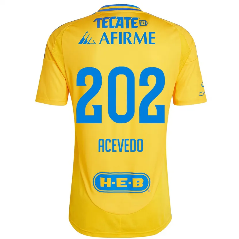 Danxen Niño Camiseta José Acevedo #202 Oro Amarillo 1ª Equipación 2024/25 La Camisa