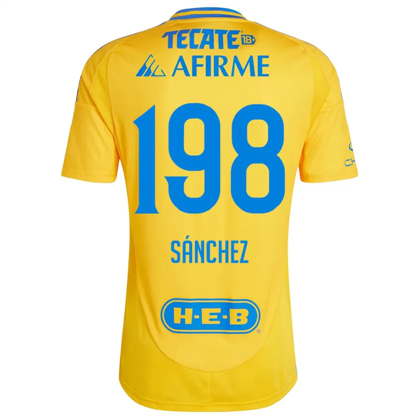 Danxen Niño Camiseta Diego Sánchez #198 Oro Amarillo 1ª Equipación 2024/25 La Camisa