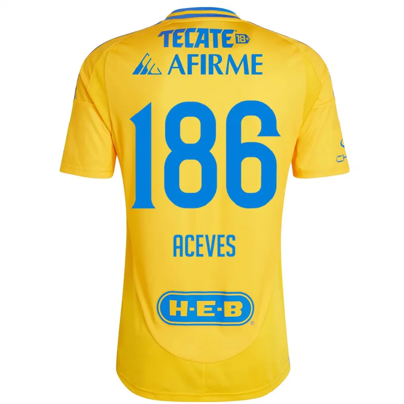 Danxen Niño Camiseta Israel Aceves #186 Oro Amarillo 1ª Equipación 2024/25 La Camisa
