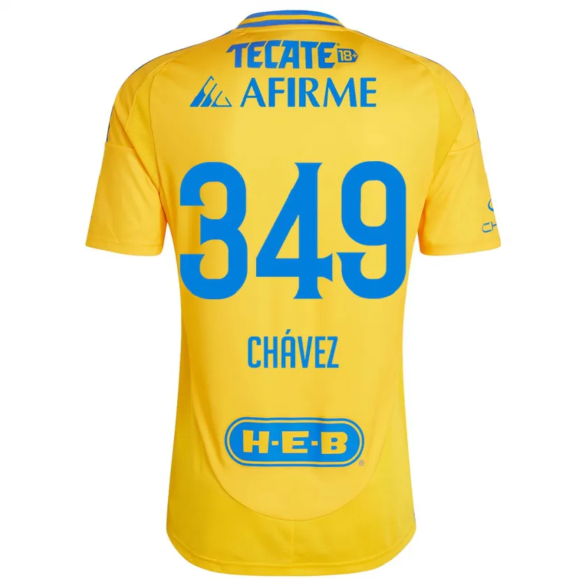 Danxen Niño Camiseta Jorge Chávez #349 Oro Amarillo 1ª Equipación 2024/25 La Camisa