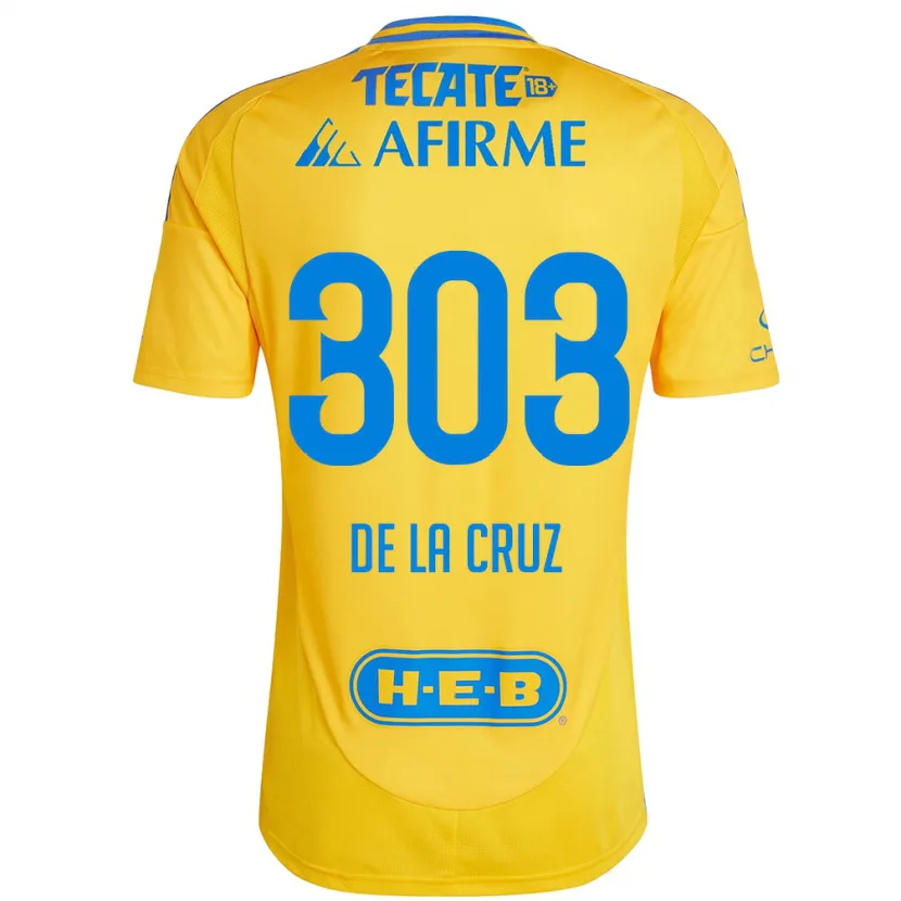 Danxen Niño Camiseta Erick De La Cruz #303 Oro Amarillo 1ª Equipación 2024/25 La Camisa
