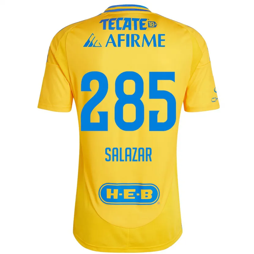 Danxen Niño Camiseta Bryan Salazar #285 Oro Amarillo 1ª Equipación 2024/25 La Camisa