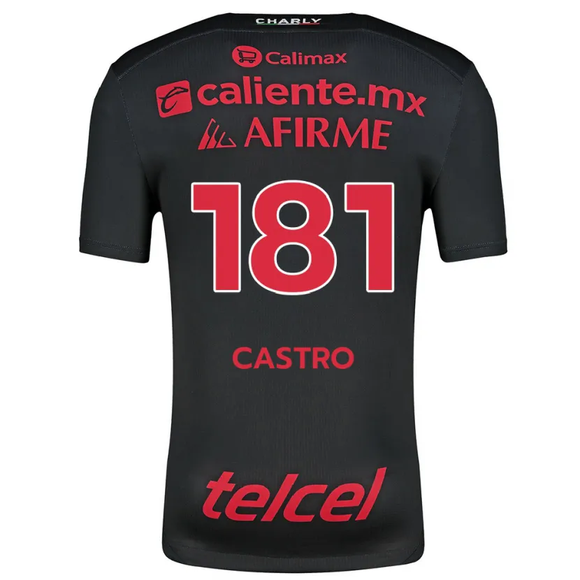 Danxen Niño Camiseta José Castro #181 Negro Rojo 1ª Equipación 2024/25 La Camisa