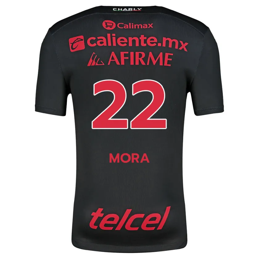 Danxen Niño Camiseta Bianca Mora #22 Negro Rojo 1ª Equipación 2024/25 La Camisa
