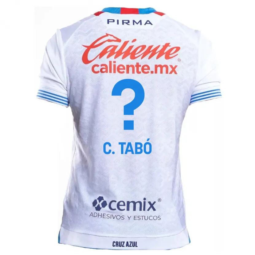 Danxen Niño Camiseta Christian Tabó #0 Blanco Azul 2ª Equipación 2024/25 La Camisa