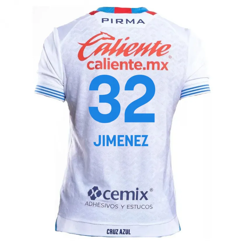 Danxen Niño Camiseta Cristian Jiménez #32 Blanco Azul 2ª Equipación 2024/25 La Camisa