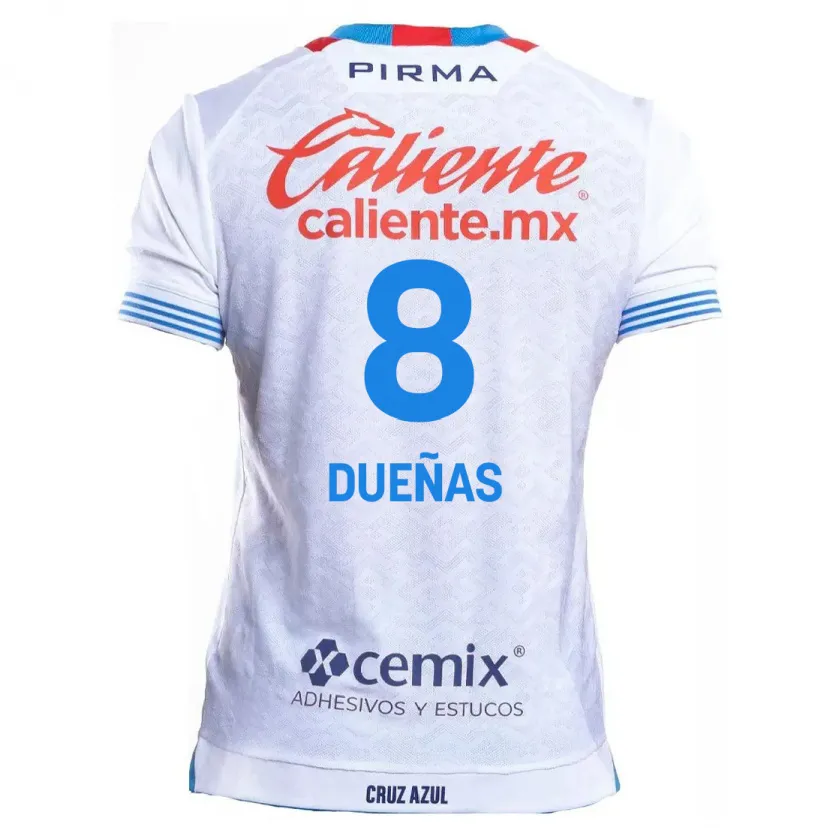 Danxen Niño Camiseta Jesús Dueñas #8 Blanco Azul 2ª Equipación 2024/25 La Camisa