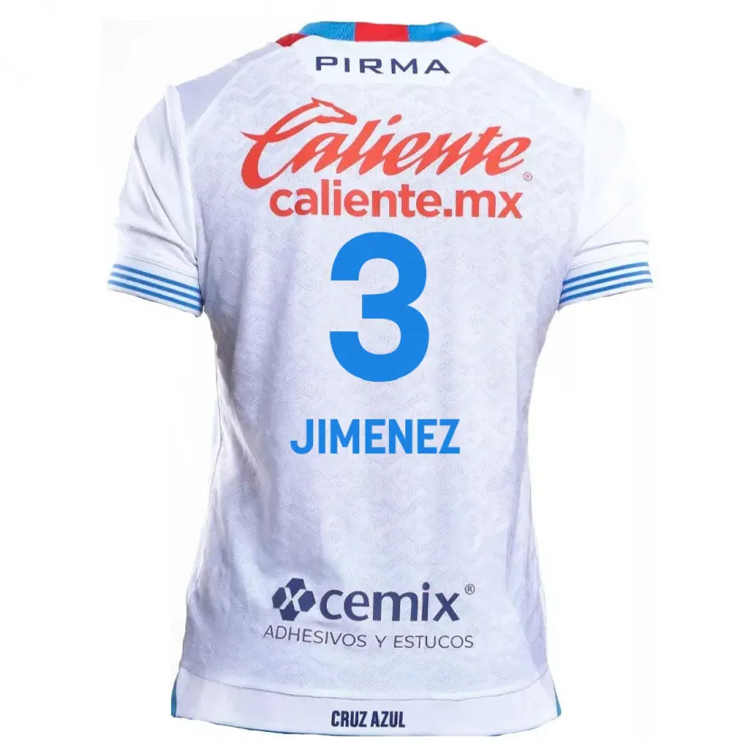 Danxen Niño Camiseta Jaiber Jimenez #3 Blanco Azul 2ª Equipación 2024/25 La Camisa