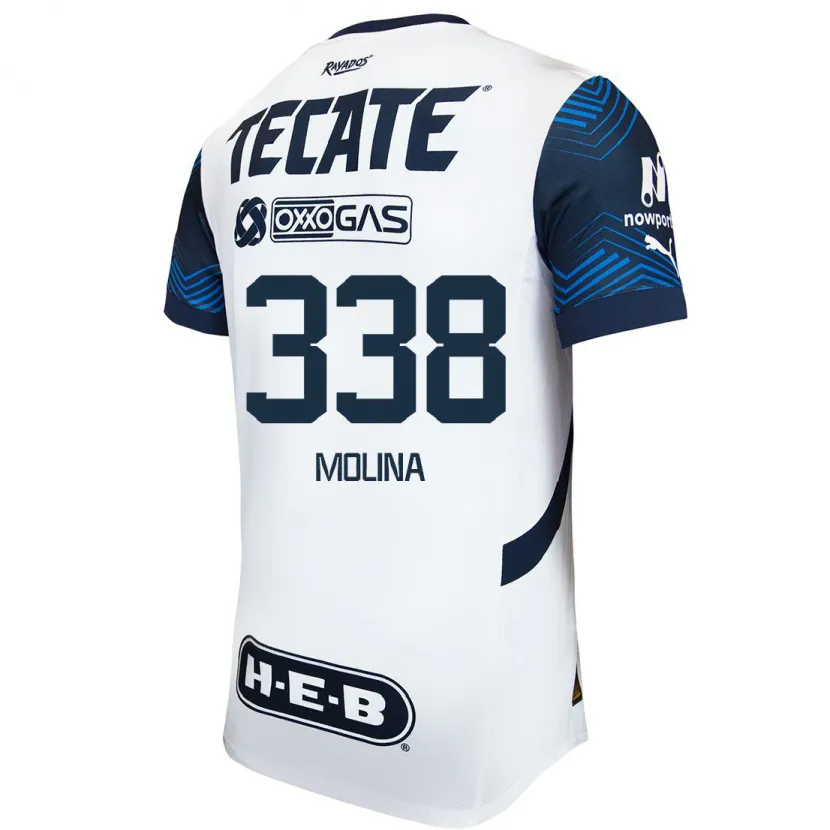 Danxen Niño Camiseta Johann Molina #338 Blanco Azul 2ª Equipación 2024/25 La Camisa