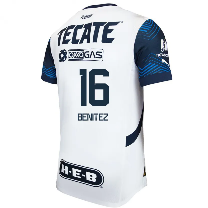 Danxen Niño Camiseta Xanic Benitez #16 Blanco Azul 2ª Equipación 2024/25 La Camisa