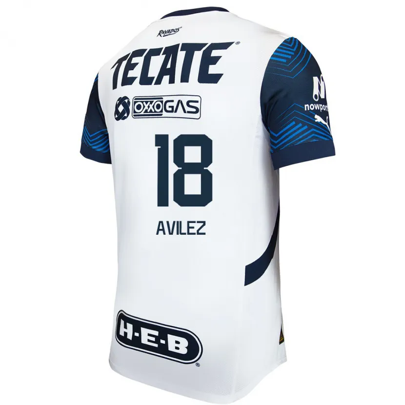 Danxen Niño Camiseta Aylin Avilez #18 Blanco Azul 2ª Equipación 2024/25 La Camisa