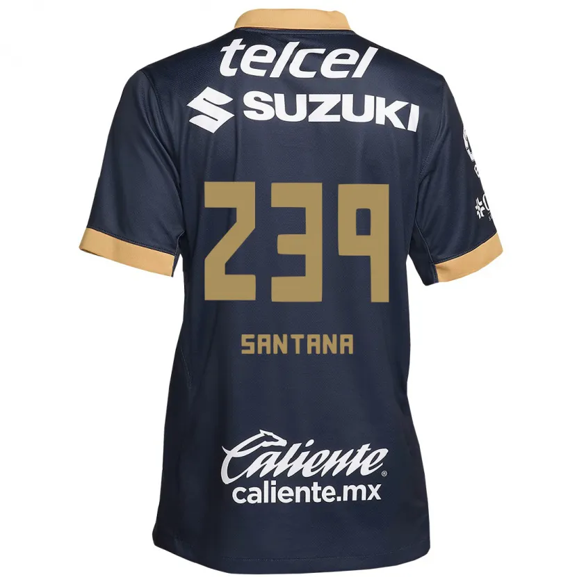 Danxen Niño Camiseta Guillermo Santana #239 Obsidiana Dorada Blanca 2ª Equipación 2024/25 La Camisa