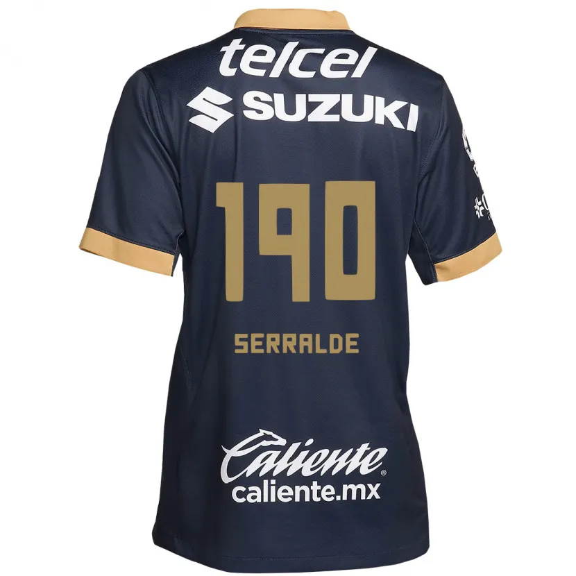 Danxen Niño Camiseta Gerardo Serralde #190 Obsidiana Dorada Blanca 2ª Equipación 2024/25 La Camisa