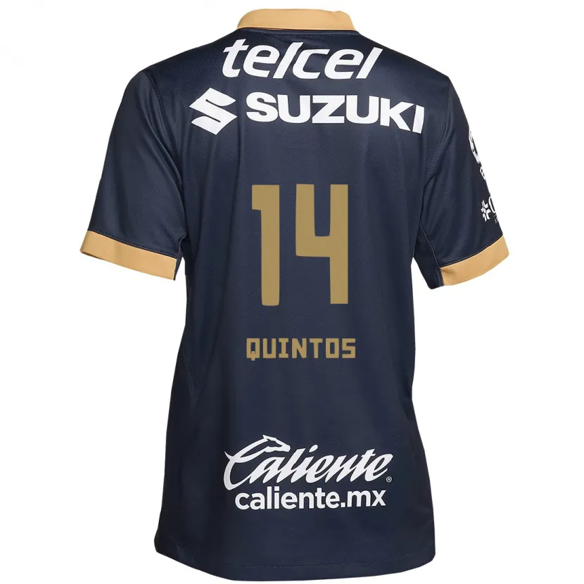 Danxen Niño Camiseta Bibiana Quintos #14 Obsidiana Dorada Blanca 2ª Equipación 2024/25 La Camisa