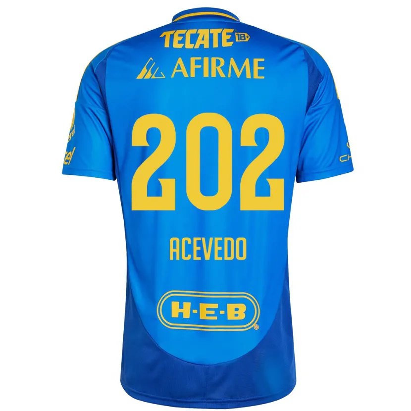 Danxen Niño Camiseta José Acevedo #202 Azul Amarillo 2ª Equipación 2024/25 La Camisa