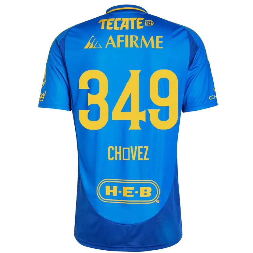 Danxen Niño Camiseta Jorge Chávez #349 Azul Amarillo 2ª Equipación 2024/25 La Camisa
