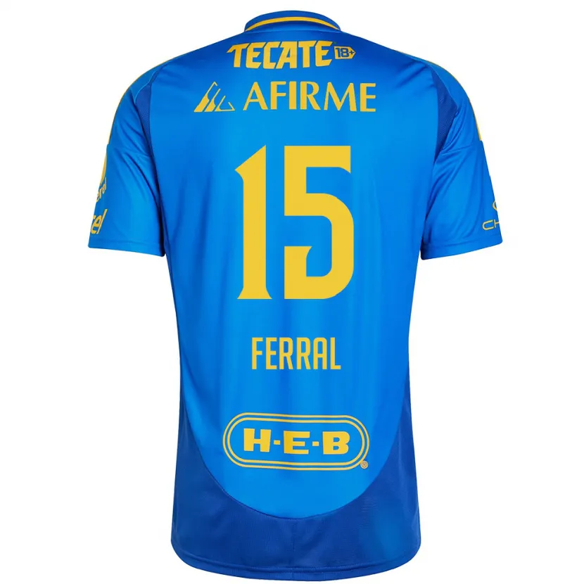 Danxen Niño Camiseta Cristina Ferral #15 Azul Amarillo 2ª Equipación 2024/25 La Camisa