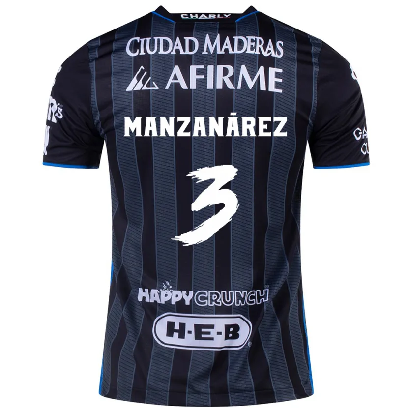 Danxen Niño Camiseta Óscar Manzanárez #3 Blanco Negro 2ª Equipación 2024/25 La Camisa