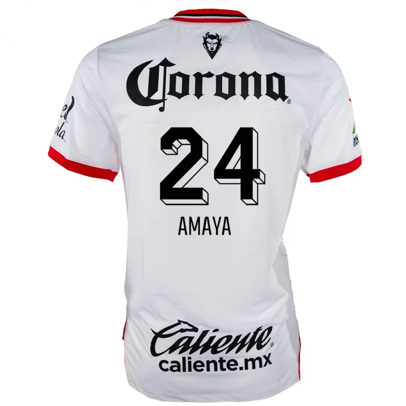 Danxen Niño Camiseta Frankie Amaya #24 Blanco Rojo 2ª Equipación 2024/25 La Camisa