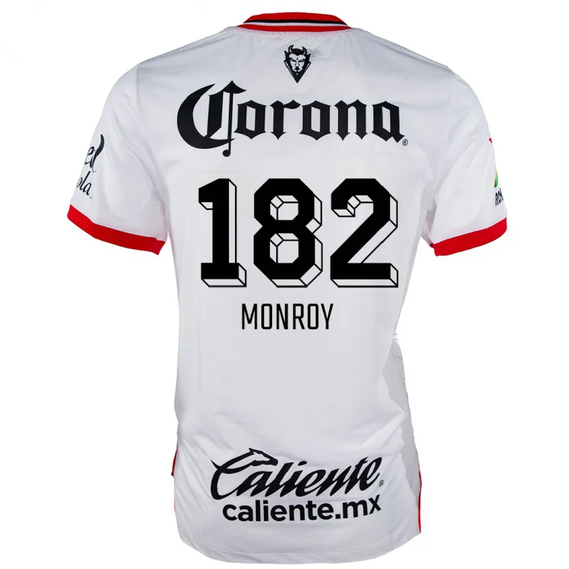 Danxen Niño Camiseta Brayan Monroy #182 Blanco Rojo 2ª Equipación 2024/25 La Camisa
