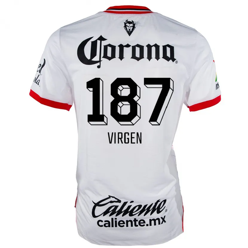 Danxen Niño Camiseta Oswaldo Virgen #187 Blanco Rojo 2ª Equipación 2024/25 La Camisa