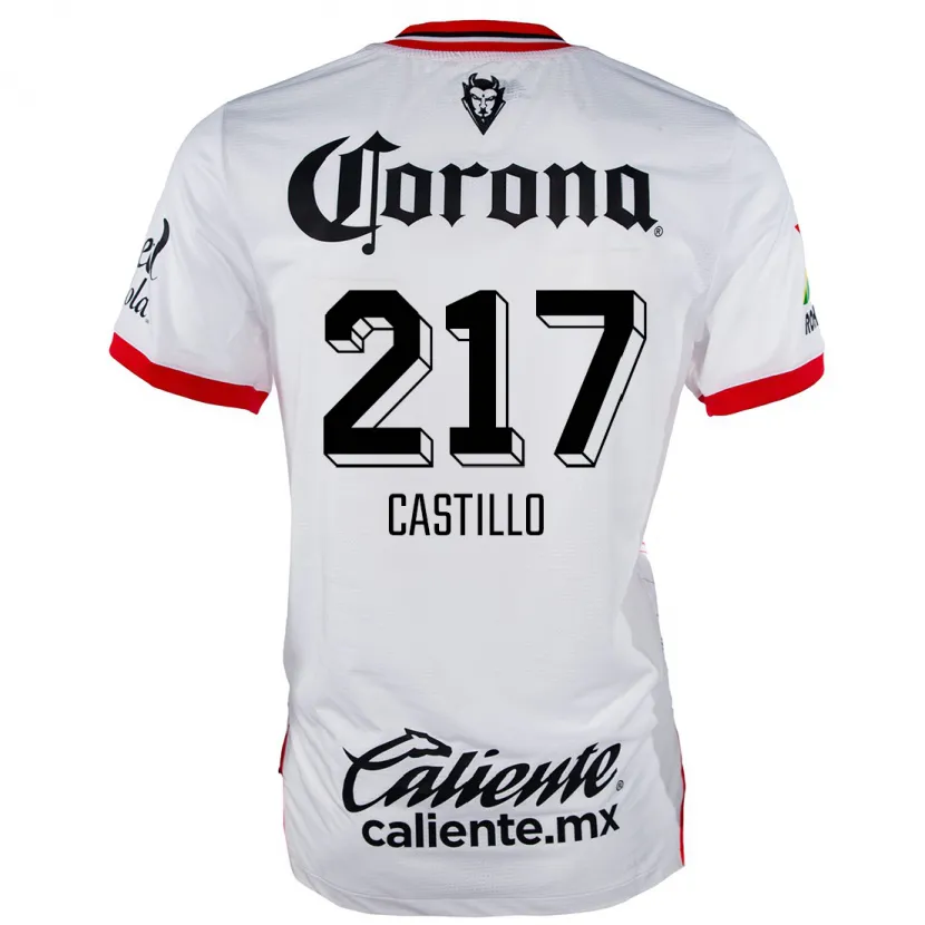 Danxen Niño Camiseta Klever Castillo #217 Blanco Rojo 2ª Equipación 2024/25 La Camisa