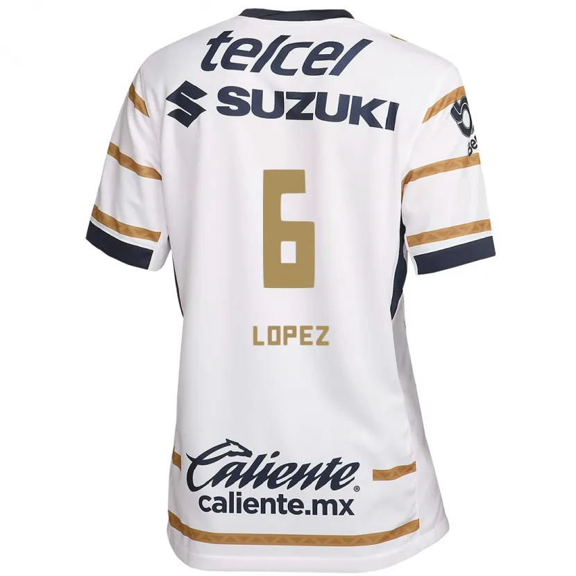 Danxen Hombre Camiseta Nathalia Lopez #6 Obsidiana Blanca 1ª Equipación 2024/25 La Camisa