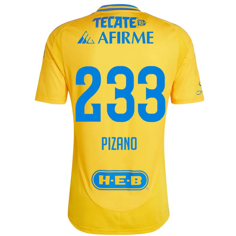 Danxen Hombre Camiseta Juan Pizano #233 Oro Amarillo 1ª Equipación 2024/25 La Camisa