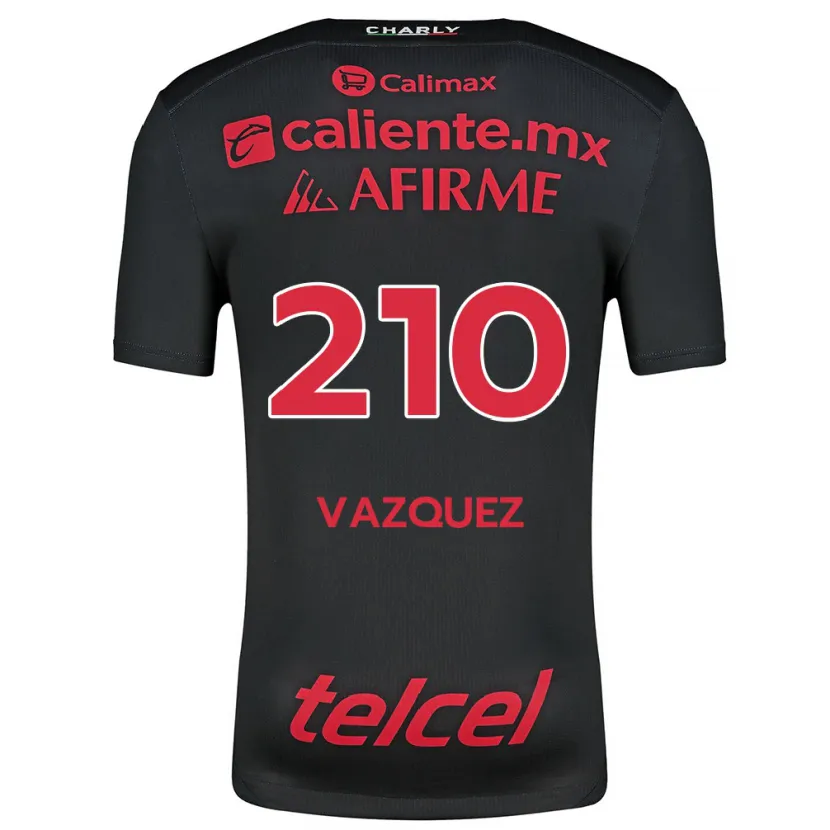 Danxen Hombre Camiseta Daniel Vázquez #210 Negro Rojo 1ª Equipación 2024/25 La Camisa