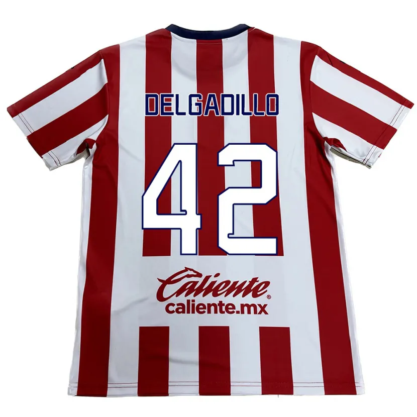 Danxen Hombre Camiseta Diego Delgadillo #42 Rojo Blanco 1ª Equipación 2024/25 La Camisa