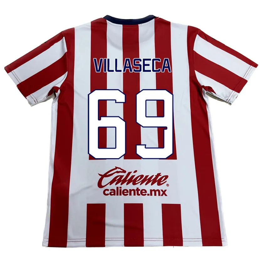 Danxen Hombre Camiseta Daniel Villaseca #69 Rojo Blanco 1ª Equipación 2024/25 La Camisa