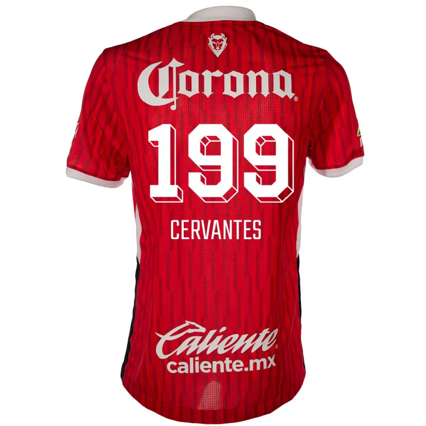 Danxen Hombre Camiseta Axel Cervantes #199 Rojo Blanco 1ª Equipación 2024/25 La Camisa