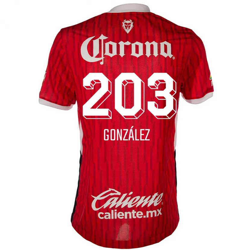 Danxen Hombre Camiseta Luis González #203 Rojo Blanco 1ª Equipación 2024/25 La Camisa