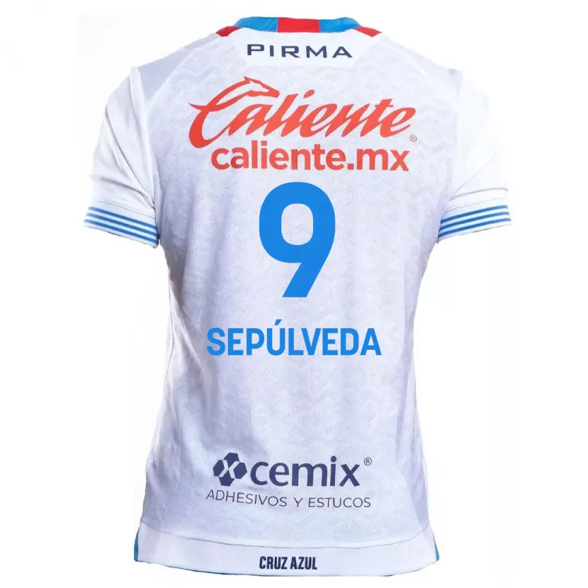 Danxen Hombre Camiseta Ángel Sepúlveda #9 Blanco Azul 2ª Equipación 2024/25 La Camisa