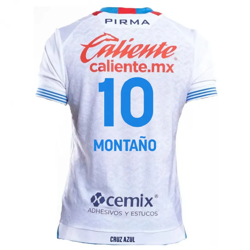Danxen Hombre Camiseta Andrés Montaño #10 Blanco Azul 2ª Equipación 2024/25 La Camisa